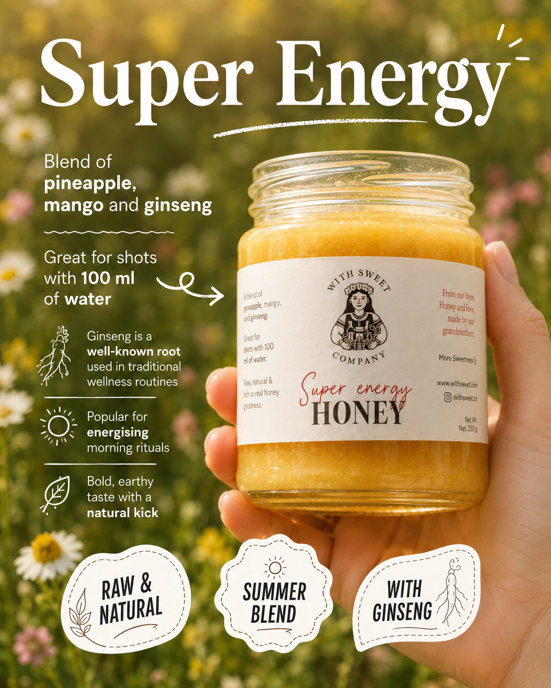 Super Energy Honey with Pineapple, Mango & Ginseng
