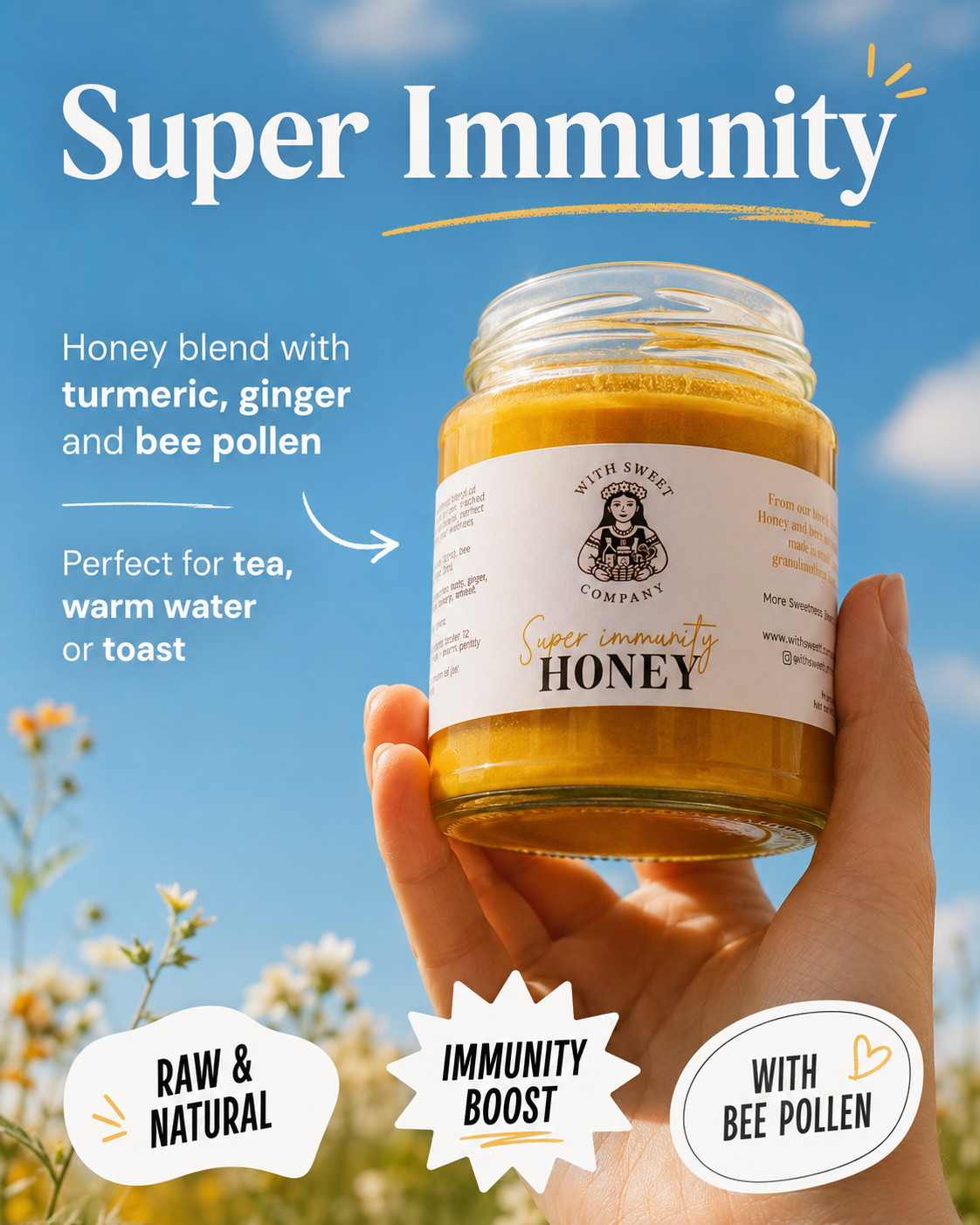 Super Immunity Honey with Turmeric, Ginger & Bee Pollen